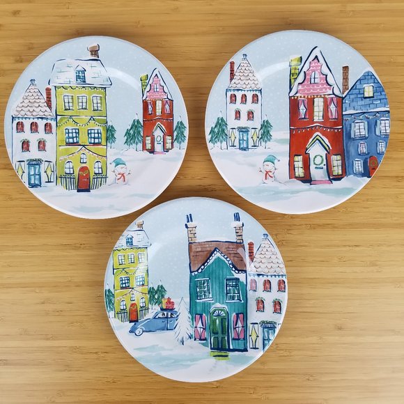 Pier 1 Other - Lot of 3 Pier 1 Ironstone Christmas Village Plates